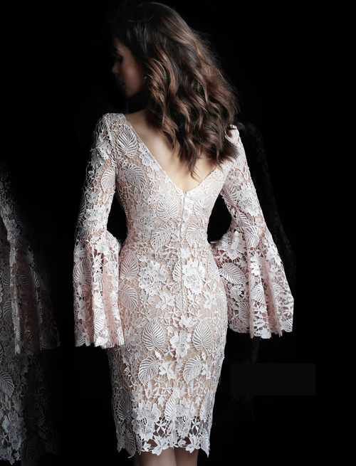 Jovani Blush Bell Sleeve Lace Evening Dress - Style IND0161202