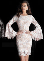 Jovani Blush Bell Sleeve Lace Evening Dress - Style IND0161202