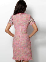 Jovani Pink Multi Short Sleeve Cocktail Dress IND0163219