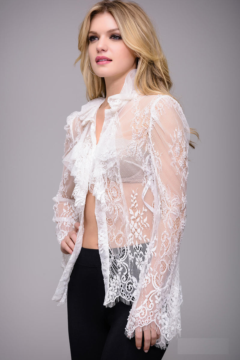 Jovani Long Sleeved Lace Top - Style IND0141635