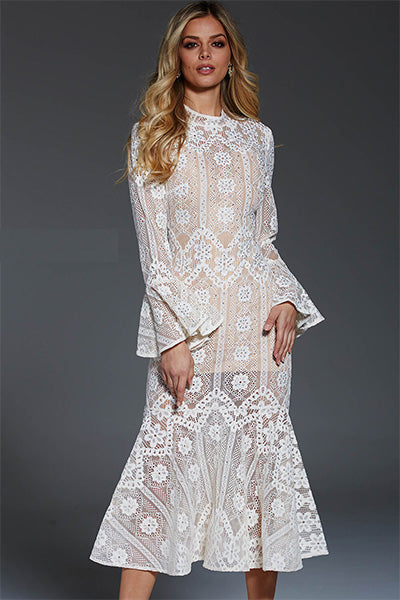 Jovani Ivory Lace Formal Dress - Style 55325