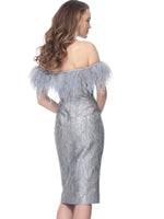 Jovani Feather Neck Knee-Length Dress - Style INDO166239