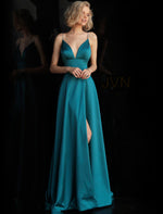 Jovani Spaghetti Straps prom dress in teal - Style IND0168314
